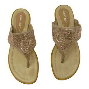 David Tate Pierce Rhinestone Rose Gold Sandal Size 7.5